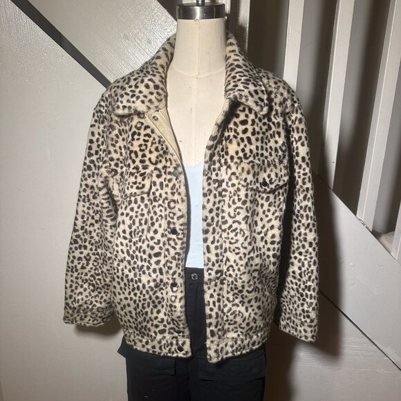 H&M Faux Fur Leopard Print Jacket • Size M - Picture 1 of 4
